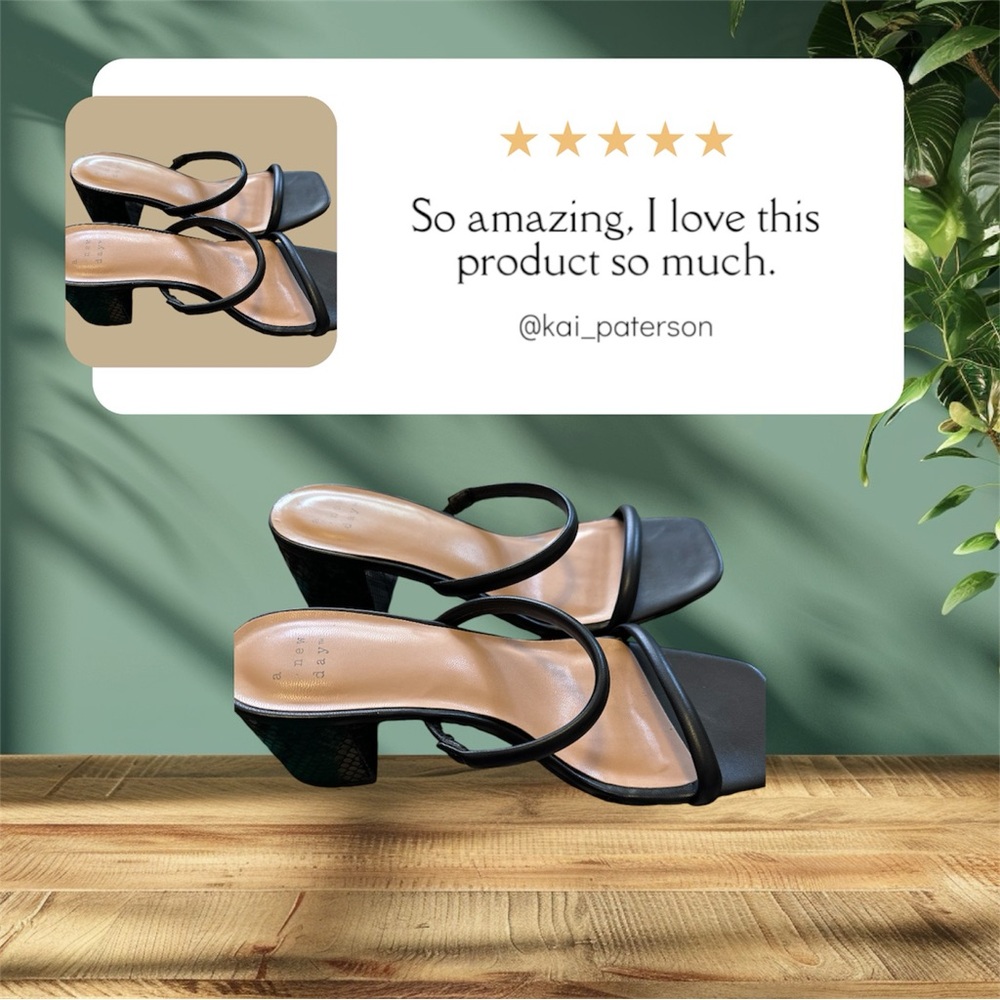 A New Day Black Faux Leather Sandals Sparkly Wedge Heel Sz 7.5M NWOB